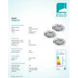 EGLO 94407 | Peneto Eglo zabudovateľné svietidlo kruhový 3 dielna súprava, sklápacie Ø87mm 3x GU10 1200lm 3000K chróm