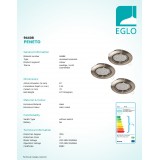 EGLO 94408 | Peneto Eglo zabudovateľné svietidlo kruhový 3 dielna súprava, sklápacie Ø87mm 3x GU10 1200lm 3000K matný nikel