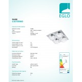 EGLO 94486 | Cisterno Eglo stenové, stropné svietidlo 4x LED 1920lm 3000K chróm, saténový, priesvitná