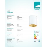EGLO 94503 | Polasso Eglo stropné svietidlo hriadeľ 1x LED 340lm 3000K biela, zlatý