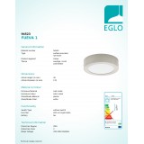 EGLO 94523 | Fueva-1 Eglo stenové, stropné LED panel kruhový 1x LED 1200lm 3000K matný nikel, opál