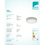 EGLO 94525 | Fueva-1 Eglo stenové, stropné LED panel kruhový 1x LED 1600lm 3000K matný nikel, opál