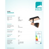 EGLO 94584 | Barnham Eglo spot svietidlo prepínač otočné prvky 1x GU10 250lm 3000K čierna, mosadz