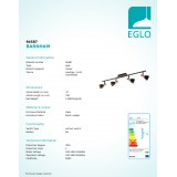 EGLO 94587 | Barnham Eglo spot svietidlo otočné prvky 4x GU10 1000lm 3000K čierna, mosadz