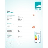 EGLO 94589 | Rocamar Eglo visiace svietidlo 1x E27 mosadz, priesvitná, čierna