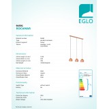 EGLO 94591 | Rocamar Eglo visiace svietidlo 3x E27 mosadz, priesvitná, čierna