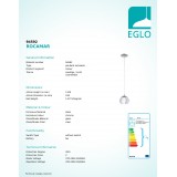 EGLO 94592 | Rocamar Eglo visiace svietidlo 1x E27 chróm, priesvitná