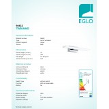 EGLO 94612 | Tabiano Eglo stenové svietidlo 2x LED 600lm 4000K chróm, biela