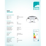 EGLO 94629 | Mosiano Eglo stenové, stropné svietidlo 3x LED 1020lm 3000K IP44 chróm, biela