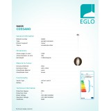 EGLO 94635 | Cossano Eglo visiace svietidlo 1x E27 matný nikel, tmavo hnedý