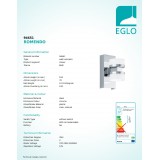 EGLO 94651 | Romendo Eglo rameno stenové svietidlo 2x LED 960lm 3000K IP44 chróm, saténový, priesvitná