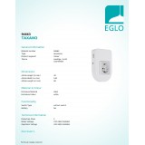 EGLO 94663 | Eglo zásuvka doplnky USB prijímač biela