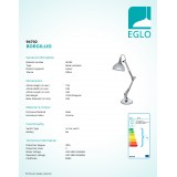 EGLO 94702 | Borgillio Eglo stolové svietidlo 71cm prepínač na vedení otočné prvky 1x E27 chróm, čierna