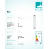 EGLO 94712 | Gita-2-LED Eglo stenové, stropné svietidlo 1x LED 900lm 4000K IP44 chróm, biela