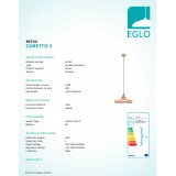 EGLO 94742 | Coretto-2 Eglo visiace svietidlo 1x E27 mosadz, biela