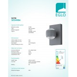EGLO 94796 | Sesimba Eglo stenové svietidlo 2x LED 560lm 3000K IP44 strieborný, priesvitné