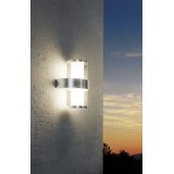EGLO 94799 | Beverly1 Eglo stenové svietidlo 2x LED 560lm 3000K IP44 zušľachtená oceľ, nehrdzavejúca oceľ, biela, priesvitné