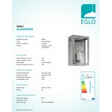 EGLO 94827 | Alamonte Eglo stenové svietidlo 1x E27 IP44 zušľachtená oceľ, nehrdzavejúca oceľ, priesvitná
