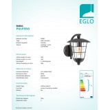 EGLO 94841 | Pulfero Eglo rameno stenové svietidlo 1x E27 IP44 čierna, priesvitná