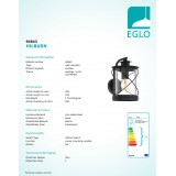 EGLO 94843 | Hilburn Eglo rameno stenové svietidlo 1x E27 IP44 čierna, priesvitná
