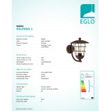 EGLO 94854 | Pulfero Eglo rameno stenové svietidlo 1x E27 IP44 hnedá, priesvitná