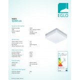 EGLO 94871 | Sonella Eglo stenové, stropné svietidlo tehla 1x LED 820lm 3000K IP44 biela