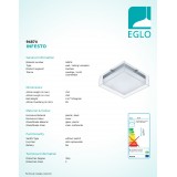 EGLO 94874 | Infesto Eglo stenové, stropné svietidlo 1x LED 820lm 3000K IP44 strieborný, biela, priesvitná