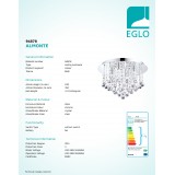 EGLO 94878 | Almonte Eglo stropné svietidlo 4x G9 1440lm 3000K IP44 chróm, priesvitná