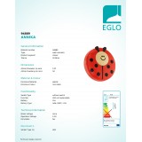 EGLO 94889 | Annika Eglo stenové svietidlo batérie/akumulátorové 1x LED 3000K červená, čierna