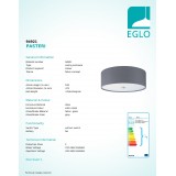 EGLO 94921 | Eglo-Pasteri-G Eglo stropné svietidlo kruhový 3x E27 matná šedá, biela, matný nikel