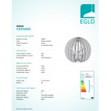 EGLO 94949 | Cossano Eglo stolové svietidlo 22cm prepínač na vedení 1x E27 biela