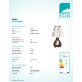 EGLO 94954 | Tindori Eglo stolové svietidlo 45cm prepínač na vedení 1x E27 hnedá, biela