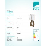 EGLO 94955 | Tindori Eglo stolové svietidlo 45cm prepínač na vedení 1x E27 hnedá, biela