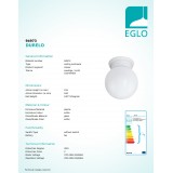 EGLO 94973 | Durelo Eglo stenové, stropné svietidlo guľa 1x E27 biela, matný opál