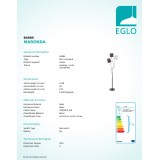 EGLO 94995 | Almeida Eglo stojaté svietidlo 152cm nožný vypínač 3x E14 čierna, biela, hnedá