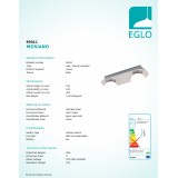 EGLO 95011 | Mosiano Eglo stenové, stropné svietidlo 2x LED 680lm 3000K IP44 matný nikel, biela