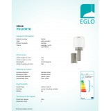 EGLO 95016 | Poliento Eglo rameno stenové svietidlo 1x E27 IP44 zušľachtená oceľ, nehrdzavejúca oceľ, priesvitná, biela