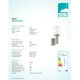 EGLO 95017 | Poliento Eglo rameno stenové svietidlo pohybový senzor 1x E27 IP44 zušľachtená oceľ, nehrdzavejúca oceľ, priesvitná, biela