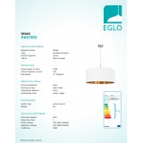 EGLO 95045 | Eglo-Pasteri-WHC Eglo visiace svietidlo kruhový 1x E27 matný biely, mosadz, matný nikel