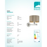 EGLO 95055 | Eglo-Maserlo-TG Eglo rameno stenové svietidlo prepínač otočné prvky 1x E27 lesklý tmavošedý, zlatý, matný nikel