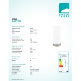EGLO 95118 | Eglo-Pasteri-W Eglo stolové svietidlo 25,5cm dotykový vypínač 1x E27 matný biely, matný nikel