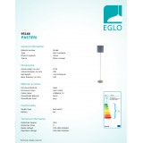 EGLO 95166 | Eglo-Pasteri-G Eglo stojaté svietidlo 157,5cm nožný vypínač 1x E27 matná šedá, biela, matný nikel