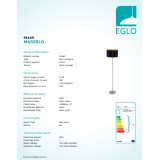 EGLO 95169 | Eglo-Maserlo-BG Eglo stojaté svietidlo 151cm nožný vypínač 1x E27 lesklá čierna, zlatý, matný nikel