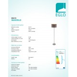 EGLO 95172 | Eglo-Maserlo-CG Eglo stojaté svietidlo 151cm nožný vypínač 1x E27 lesklé cappuccino, zlatý, matný nikel