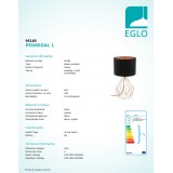 EGLO 95185 | Carlton Eglo stolové svietidlo 64,5cm prepínač na vedení 1x E27 mosadz, čierna