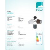 EGLO 95192 | Almeida Eglo stropné svietidlo 3x E14 čierna, biela, hnedá