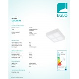 EGLO 95203 | Colegio Eglo stenové, stropné svietidlo 4x LED 2200lm 3000K biela