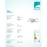 EGLO 95221 | Amonde Eglo stropné svietidlo regulovateľná intenzita svetla 5x LED 3650lm 3000K chróm, saténový