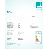 EGLO 95333 | Romao Eglo visiace svietidlo protiváhové, nastaviteľná výška, regulovateľná intenzita svetla 6x LED 18000lm 3000K matný nikel, chróm, natur