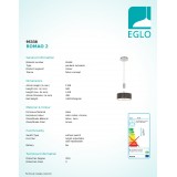 EGLO 95338 | Romao Eglo visiace svietidlo protiváhové, nastaviteľná výška, regulovateľná intenzita svetla 1x LED 1600lm 3000K matný nikel, chróm, hnedá